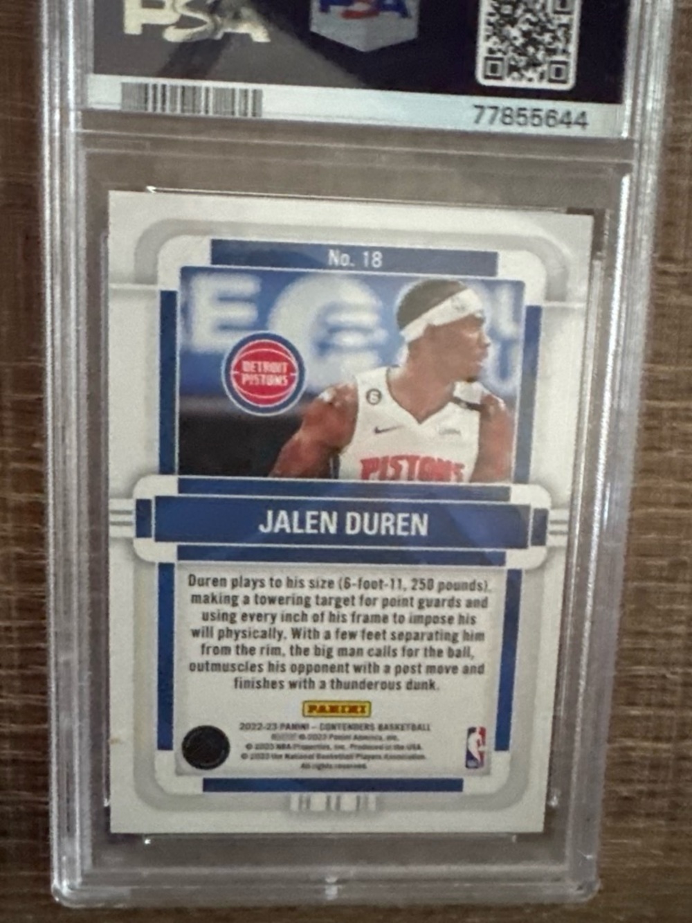 NBA Jalen Duren Detroit Pistons White and Blue Basketball Card
